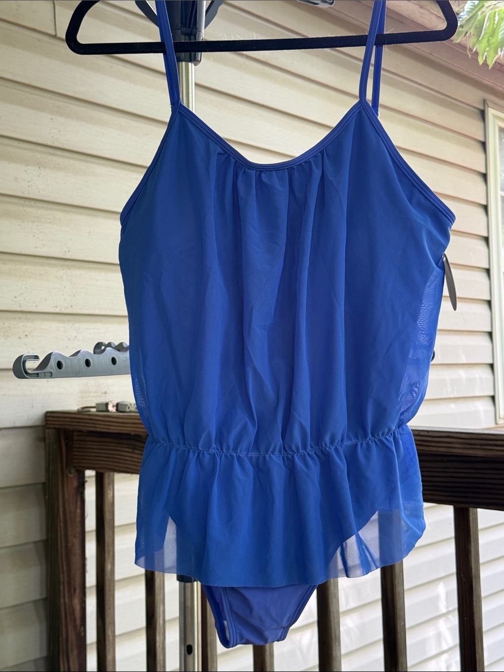 NWT AvidLove Women's XL Chiffon Royal Blue Swim Suit one piece cups removable